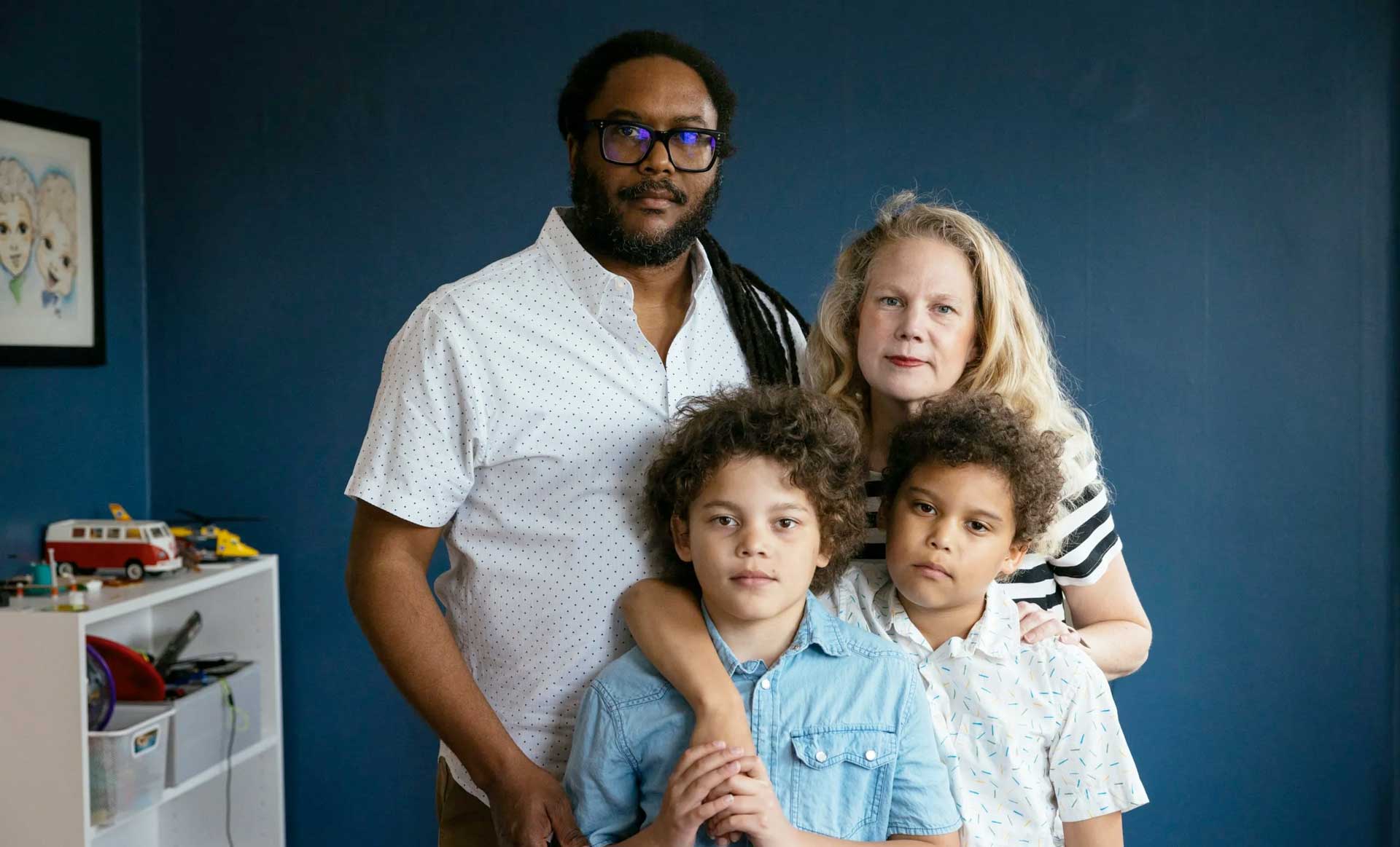 Marcus and Allyson Ward of Chicago moved across the country to be closer to family after the premature birth of their twins, Milo and Theo, left them with about $80,000 in medical debt. (Taylor Glascock for KHN and NPR)