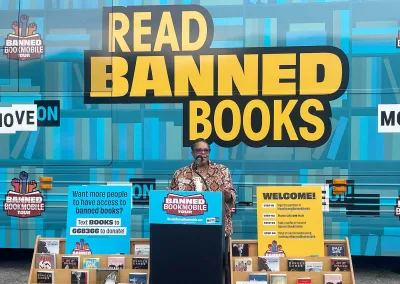 The Banned Bookmobile Visits Georgia to Protest Laws Banning Books in Schools