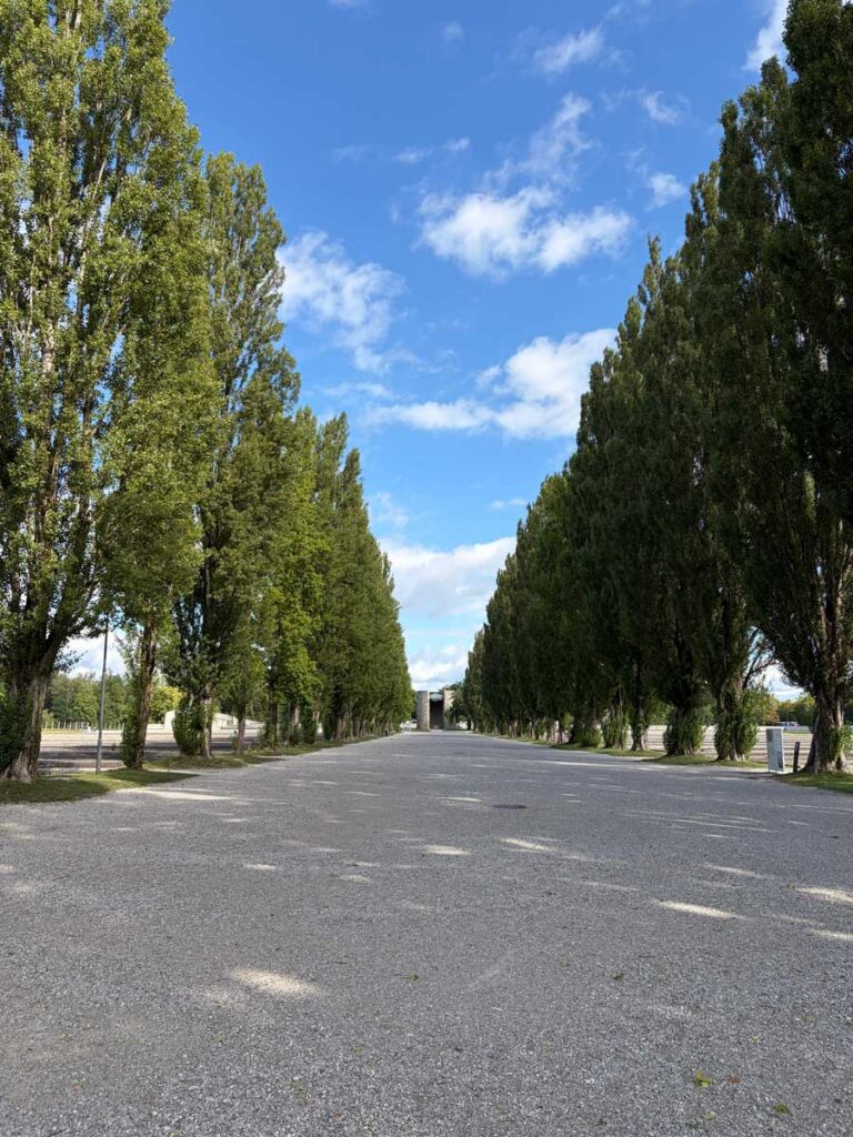 Walkway toward Dachau. Photo by Dean Blondell