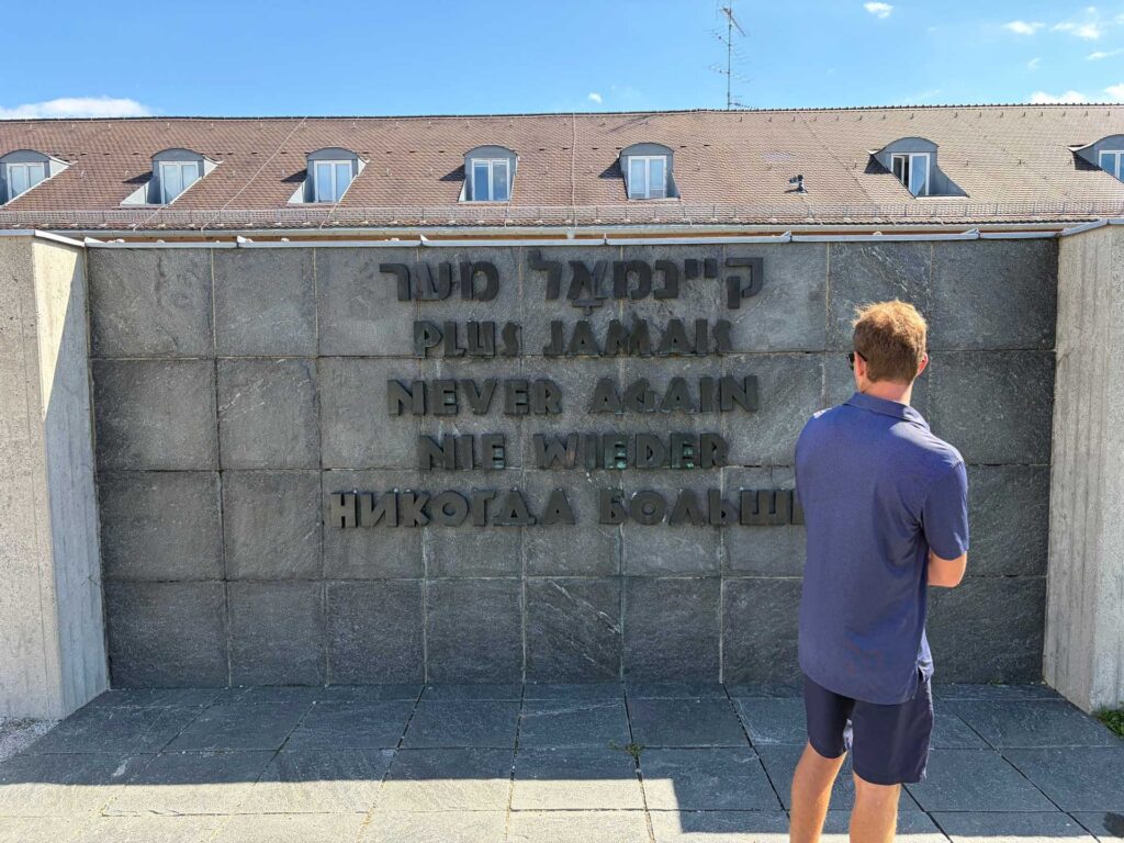 Never Again written in five different languages